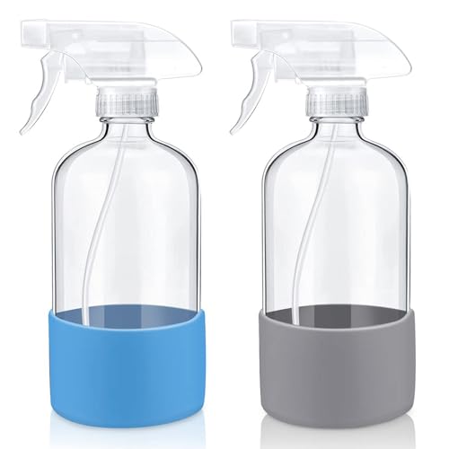 Albrsoy 2er Set 500ml Glas Sprühflasche - Pflanzensprühflasche mit 3 Modi - für Reinigung, ätherische Öle, Haarpflege - justierbare Düse, umweltfreundlich