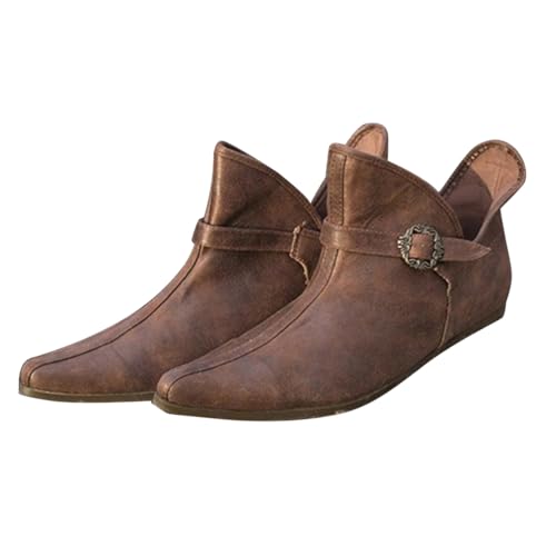 Bottines femme marron style vintage cuir PU finitions haute qualite boucle