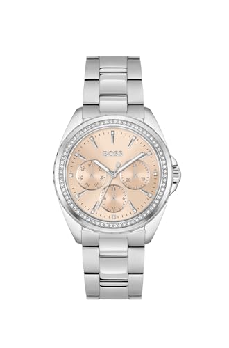 HUGO BOSS Atea Qtz Multifunction Analog Carnation Gold Round Dial Womens Watch|Stainless Steel Material|Silver Color Band - 1502732 (B0CFVS2VNZ) Amazon Price History, Amazon Price Tracker