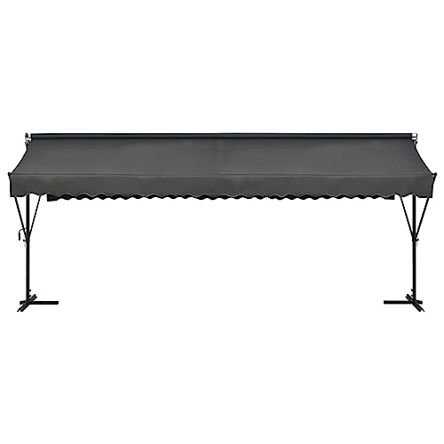 Festnight Store Banne Autoportant Double 4x3 m,Structure autoportante Double Pente à Manivelle pour Terrasse et Jardin-Anthracite-6 x 3 m – vue 3