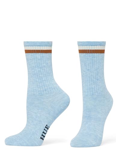 Image of HUE Women's Casual Ribbed Must-have Crew Lightweight Athletic Socks 3 Pair Pack