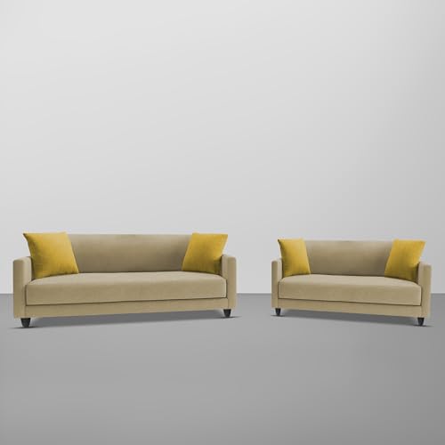Image of Casaliving Dominic 3 + 2 Seater Sofa Set for Living Room (Cream) Premium Fabric Sofa