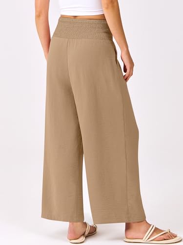 Image of ANRABESS Womens Wide Leg Palazzo Pants with Pockets | Lightweight Breathable High Waisted Pants, Beach Vacation Flowy, Lounge & Casual Summer Trousers