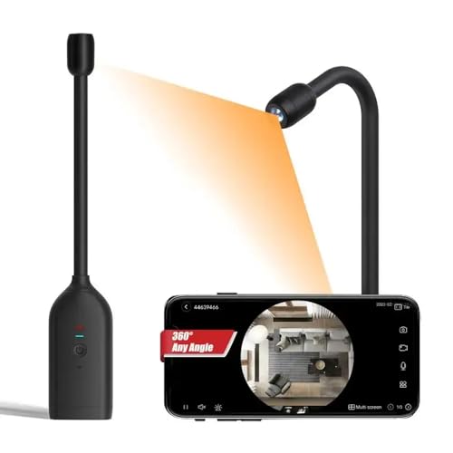 TECHNOVIEW 360 Degree View Full HD 1080p WiFi Fisheye Camera Goose Neck Surveillance, Two Way Audio, Motion Detection, WiFi Smart Security Camera App Name - V380 Pro