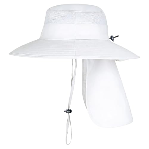Image of Sun Hats for Men Women Fishing Hat UPF 50+ Breathable Wide Brim Bucket Hats Summer UV Protection Safari Hat with Neck Flap