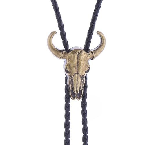 Image of GelConnie Bolo Ties for Men Women Western Cowboy Tie Mens Western Necklace Leather Necktie Gold Bolero Tie Cowboy Necklace