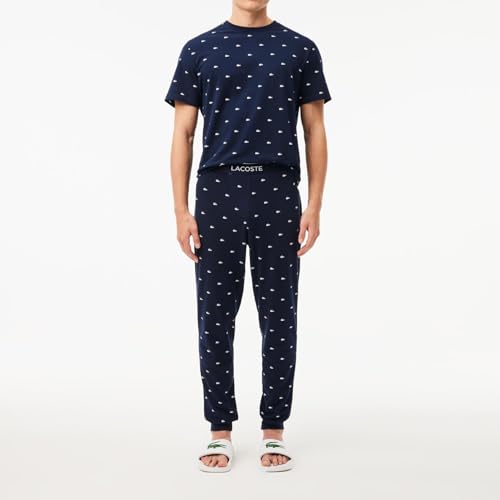 Lacoste Men's All Over Croc Print Pajama Pants, Navy Blue/White, Small4