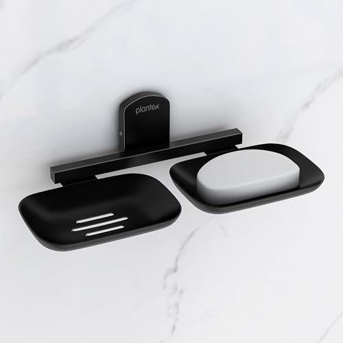 Image of Plantex 304 Grade Stainless Steel Double Soap Holder for Bathroom /Soap Stands /Bathroom Accessories - Parv (Black)