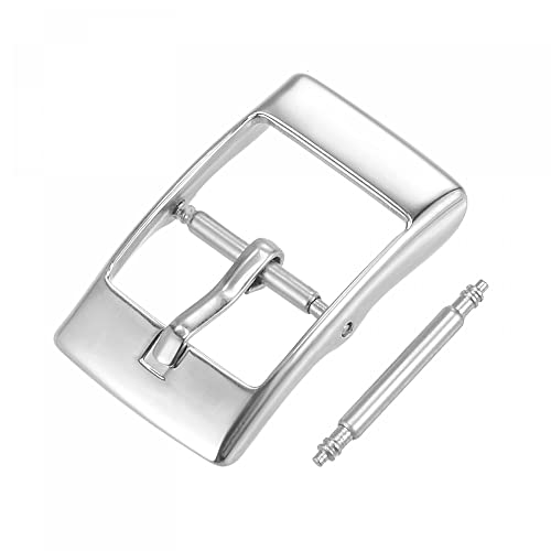 sourcing map Uhrenarmband Verschluss Ersatz Edelstahl polierte Silberton PVD Schnalle für 14mm breite Uhrenarmbänder mit Federsteg