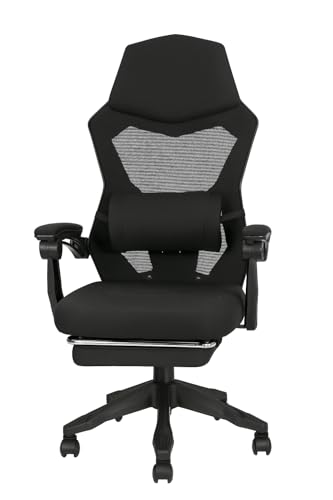 DUPI Silla Gaming Gravity | Ergonómica | Giratorio 360º | Respaldo Lumbar de Malla | Reposacabezas | Reposabrazos | Reposapies | Negro