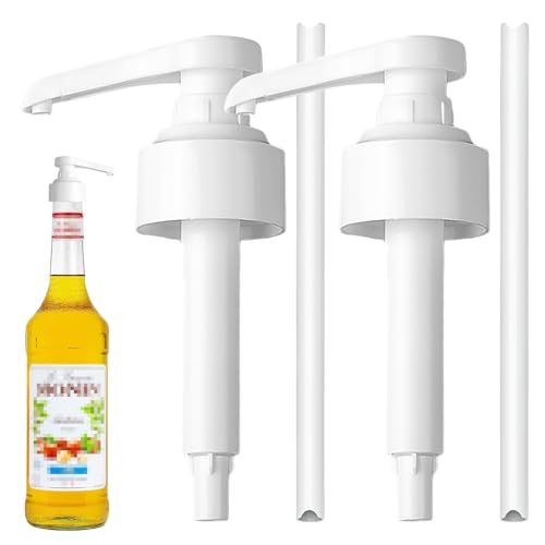 2 Stück Dosierpumpe 1L Sirup,Dosierpumpe zum Drinks,Sirup Spender Wiederverwendbar,Pumpspender Set,für Monin Glas Flasche des Ersatzpumpe,Kompatibel Monin Sirup Pumpe 0,7/1,0 L (Weiß 1000 ml)