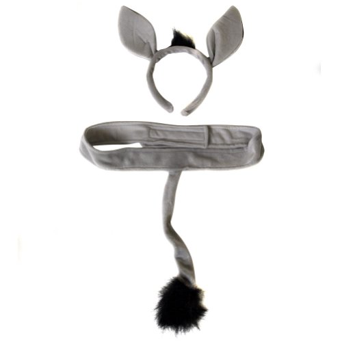 Shrek Donkey Costumes Ears And Donkey Teeth - Plush Donkey Headband Ears and Tail Costume