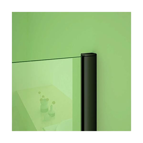 Walk in Duschwand Duschabtrennung Duschtrennwand 8mm Nano Glas (50x200cm, Mit 140cm Schwarz Stabilisierungsstange) – Bild 7
