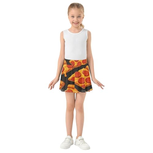 2 in 1 Athletic Shorts for Girls Skorts Tennis Skirts for Kids Butterfly Cartoon Slices Pizza Black 4t3