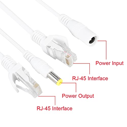 Pilipane Adaptador PoE Sellado, Divisor Adaptador Cable Poe RJ45 para Cámara, Inyector y Divisor Power Over Ethernet DC 12 V miniatura 3
