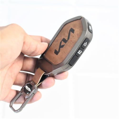 Image of Metal Car KeyCover for New Seltos 2026 | Syros | EV6 EV9 - 4 Button Smart Key (Metal Leather)
