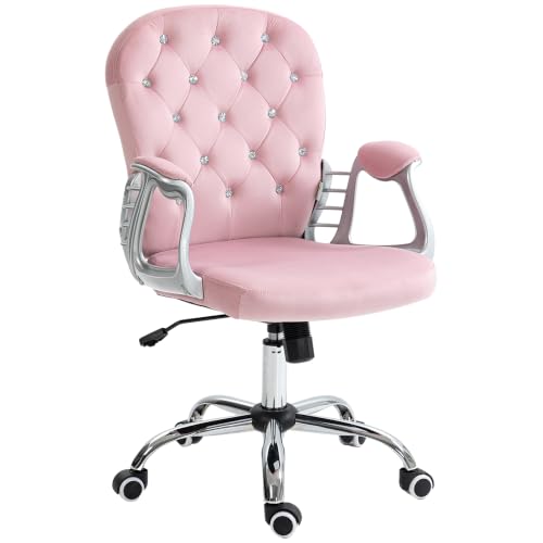 Vinsetto Silla de Oficina Giratoria con Altura Ajustable 120 kg Rosa