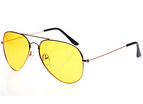 Mens Night View Night Vision Polarized Glasses Driver's Yellow UV400 Driving Sunglasses Goggles (Golden25)