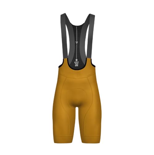 Atika   Culotte Ciclismo Hombre Corto Terra Confort Talla L Mostaza. Ropa Ciclismo Hombre Tirantes X3.0 Tofness. Pantalon con Badana 4D Gel, Transpirable y Elástico. Bandas Antideslizantes