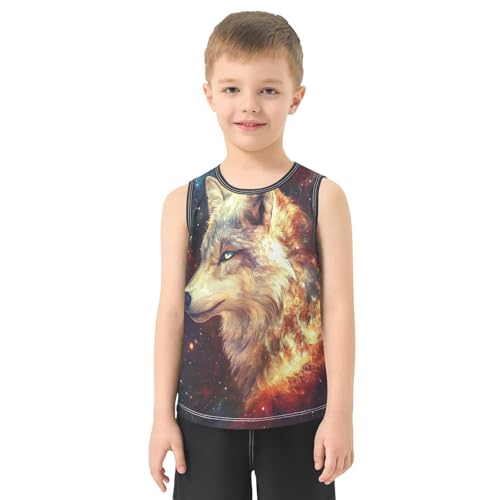 Boys Tank Top Shirts Galaxy Wolf Sleeveless T-Shirts Crew Neck for Kids Clothing Children2