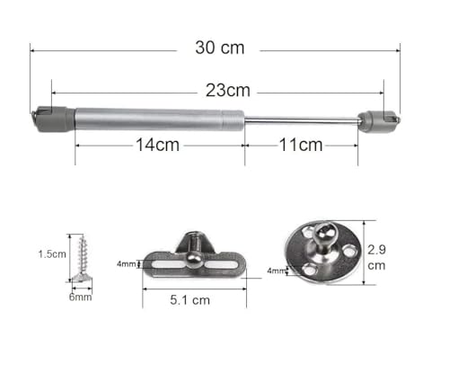 Image of RAB Gas Pumps - 12 inch Gas Struts, 30 kg Load Capacity, Black, Pack of 2