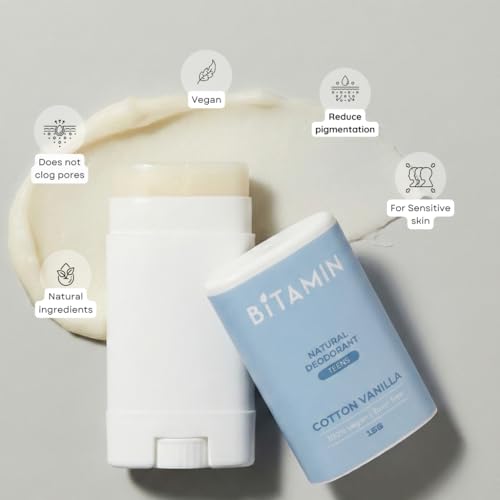 Image of Bitamin Cream Natural Deodorant For Kids & Teens | With Added 3% Vitamin C & E | No Aluminium, No Alcohol, No Parabens, No Triclosan Unisex Deo (15 G (Pack Of 1), Cottton Vanilla)