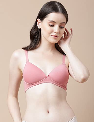 Image of Marks and Spencer Womens Cotton Mix Plain Sweetheart Neck Bra T33 3208K 34 D Antique Rose