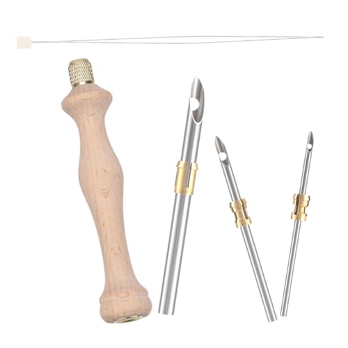 IWOWHERO Embroidery Punch Needles Wooden Handle Thick Yarn Punch Needle Set for Seamless Stitching