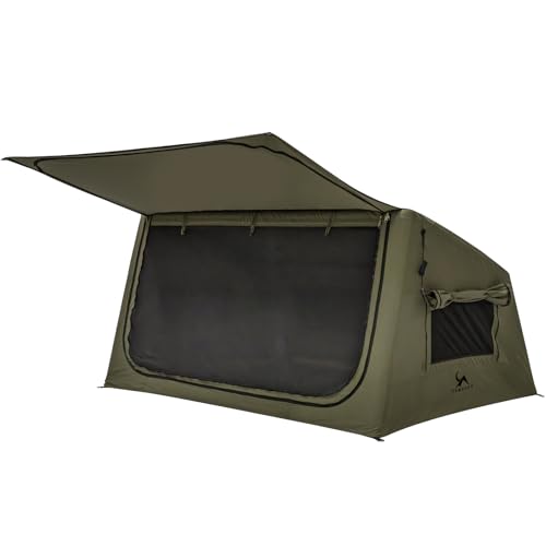 TOMOUNT Inflatable Canvas Tent with Pump,Easy Setup Blow Up Tent