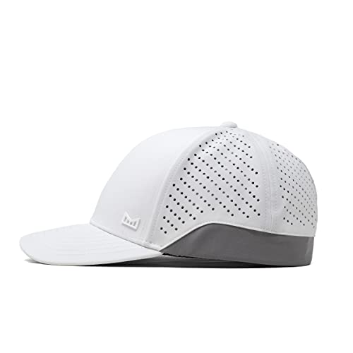 Melin Mflx Hydro, Performance Fitted Hat, Water-Resistant Baseball Cap For Men & Women, White/Grey #TOP2