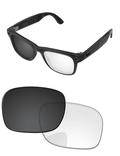 PapaViva Verres de rechange compatibles avec les lunettes intelligentes Ray-Ban Meta Wayfarer (Gen 2) RW4012 50 mm Adapt Gris Photochromique Non polarisées