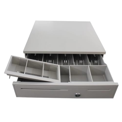 KFGISD, Cajón de caja registradora compacto, cajón de servicio que almacena de forma segura su efectivo, caja de efectivo grande con bandeja for dinero, Cajas de Supermercado(Bianco)