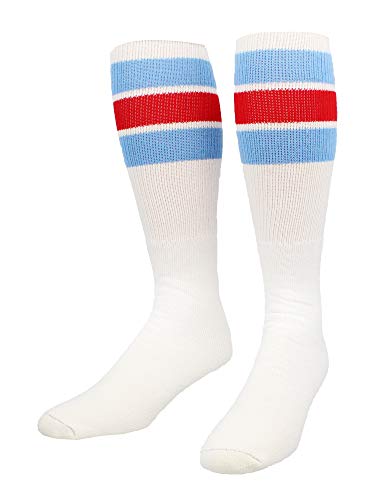 Image of TCK Retro Tube Socks with Stripes for Men & Women - 3 Stripe, 70's 80's Deadlift Socks