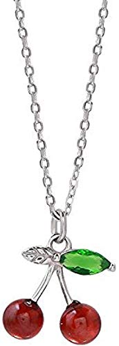 Preisvergleich Produktbild CKAWM Halskette Klassische Silberfarbe Halskette Weibliche Kirsche Schlüsselbeinkette