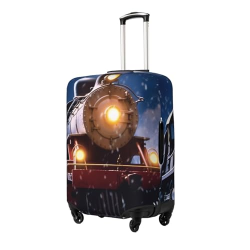 Winter Christmas Snow Night Railway Train Print Luggage Suitcase Covers Elastic Washable Luggage Protector Luggage Covers For Suitcase2
