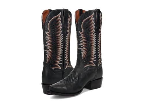 Image of Dan Post Mens Rip Embroidered Snip Toe Pull On Casual Boots Mid Calf - Black