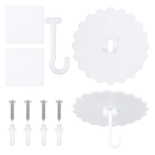 2-Set Adhesive Ceiling Hooks, Super Glue Mosquito Net and Bed Canopy Hooks, Ceiling Hook for Hanging Mosquito Net, Easy Install, White