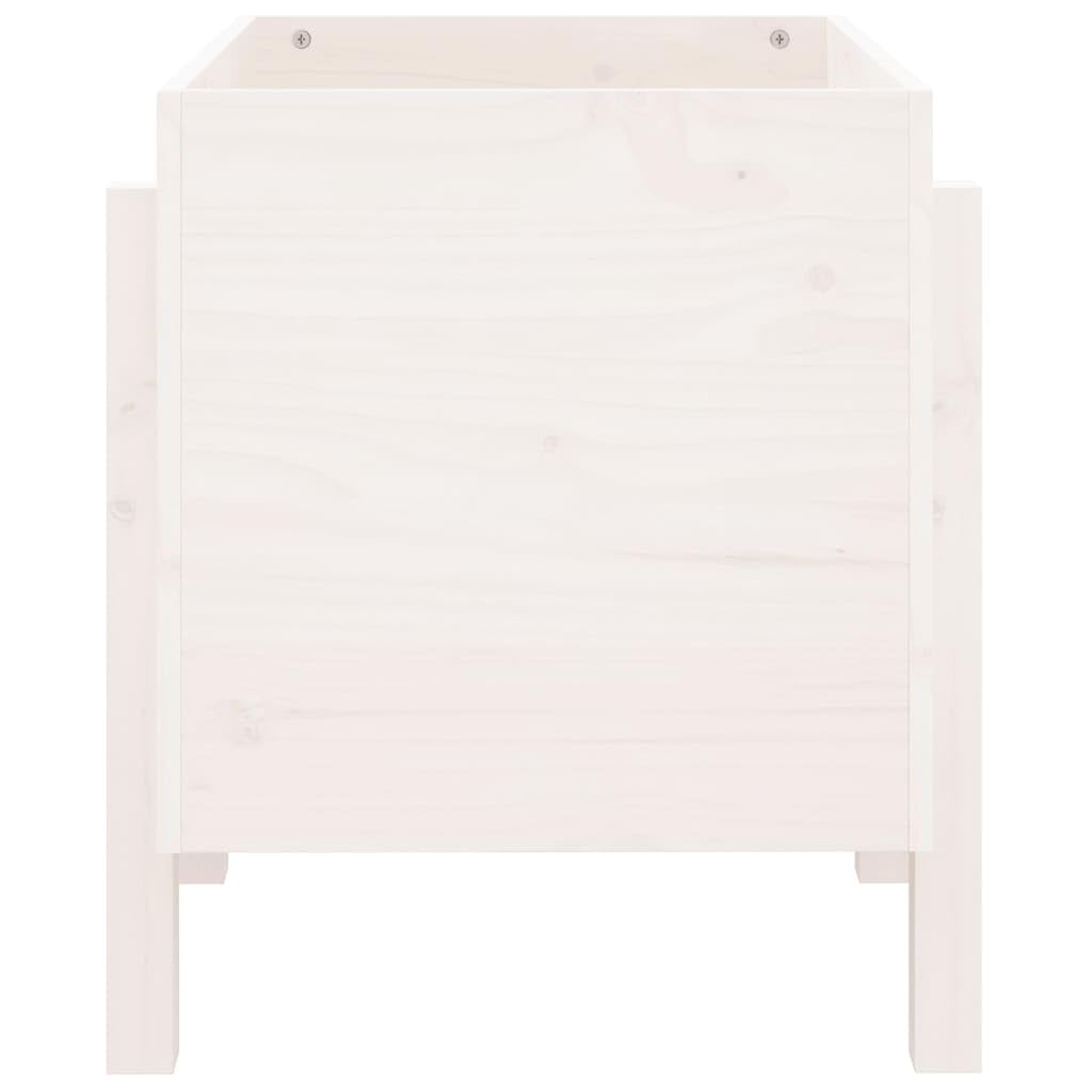 Donica ogrodowa biała 62x50x57 cm lite drewno sosnowe drewniana skrzynka na kwiaty do ogrodu balkonu tarasu duża donica zewnętrzna dekoracyjna