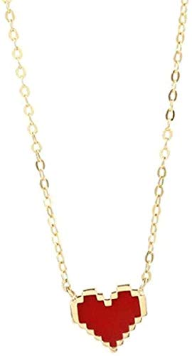Preisvergleich Produktbild CKAWM Halskette Rotes Herz Liebe Silberschmuck Golden Exquisite Einfache Schlüsselbeinkette Anhänger Halsketten