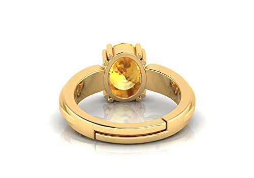 Image of SIDHARTH GEMS 10.25 Ratti 9.00 Carat Unheated Untreatet A+ Quality Natural Yellow Sapphire Pukhraj Gemstone Gold Plated Ring for Women's and Men's (Lab Certified)