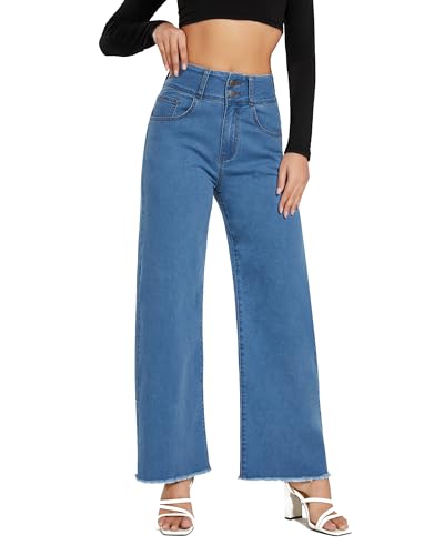 CROSS1946 Women's High Waisted Wide Leg Jeans Straight Leg Trendy Denim Pants3