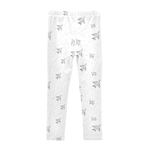 Girls' Athletic Leggings Ankle Length Yoga Dance Pants Kids Teen 4T Aircraft Track2