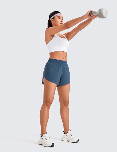 Image of CRZ YOGA Mid Waisted Split Running Shorts 4 inch | Mesh Liner, Quick Dry, Lightweight, for Women