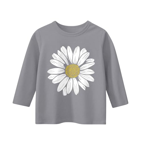 Kids Girls T Shirts Casual Printed Flowers Long Sleeve Tee Crewneck Color Block Cute Fall Blouses Tops3