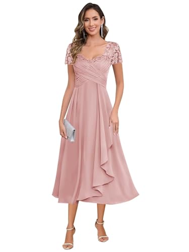 Elegant Short Sleeve Mother of The Bride Dresses Petite for Women