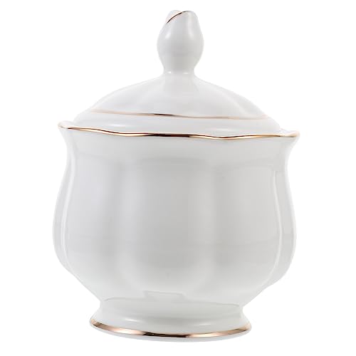 Hemobllo Ceramic Sugar Bowl with Lid Kitchen Seasoning Jar Condiment Pot for Sugar Candy Smooth Finish Easy to Clean Housewarming present