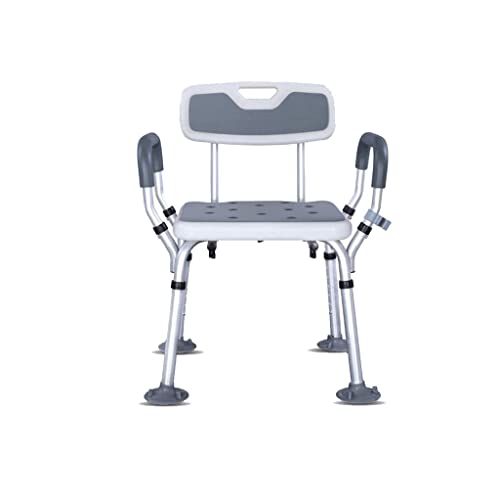 Foldable Commode/Shower Chair Shower Chair for Elderly,Wide Seat,Height Adjustable with Back and Handles Shower Stool Bench Non-Slip Feet,Elderly Pregnant Women Toilet Alternative Chair (Color : A)