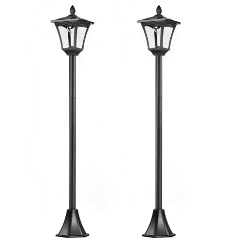 Outsunny Set 2 Lampioncini Solari da Esterno, Lampade da Giardino a Energia Solare Impermeabili IP44, 18x18x160 cm, Nero