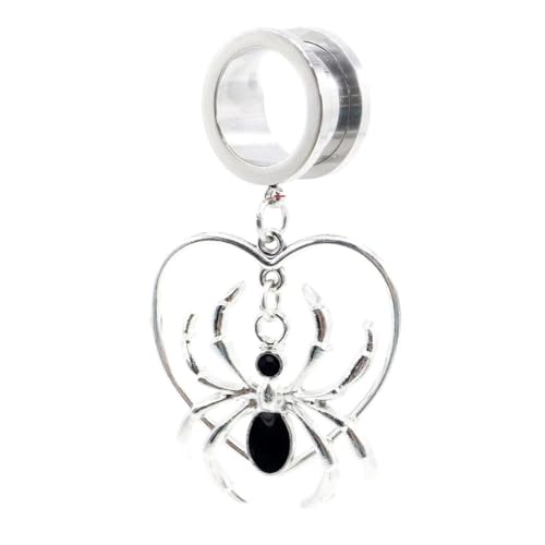 NONLOTDIO New 2026 Unisex 1Pc Stainless Steel Love Heart Spider Ear Tunnels Plugs Flesh Expanders Stretchers Gauges Earrings Piercing Body Jewelry Fashion Accessories Creative For Women And Men