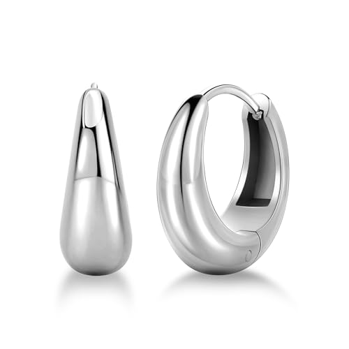 QOBEBOTA Small Silver Hoop Earrings Stainless Steel Hypollergenic Hoops for Sensitive Ears Women 0.5 inch Teardrop Huggies Non Tarnish Earrings y2k Jewelry Summer Gifts Huggie Earrings for Women